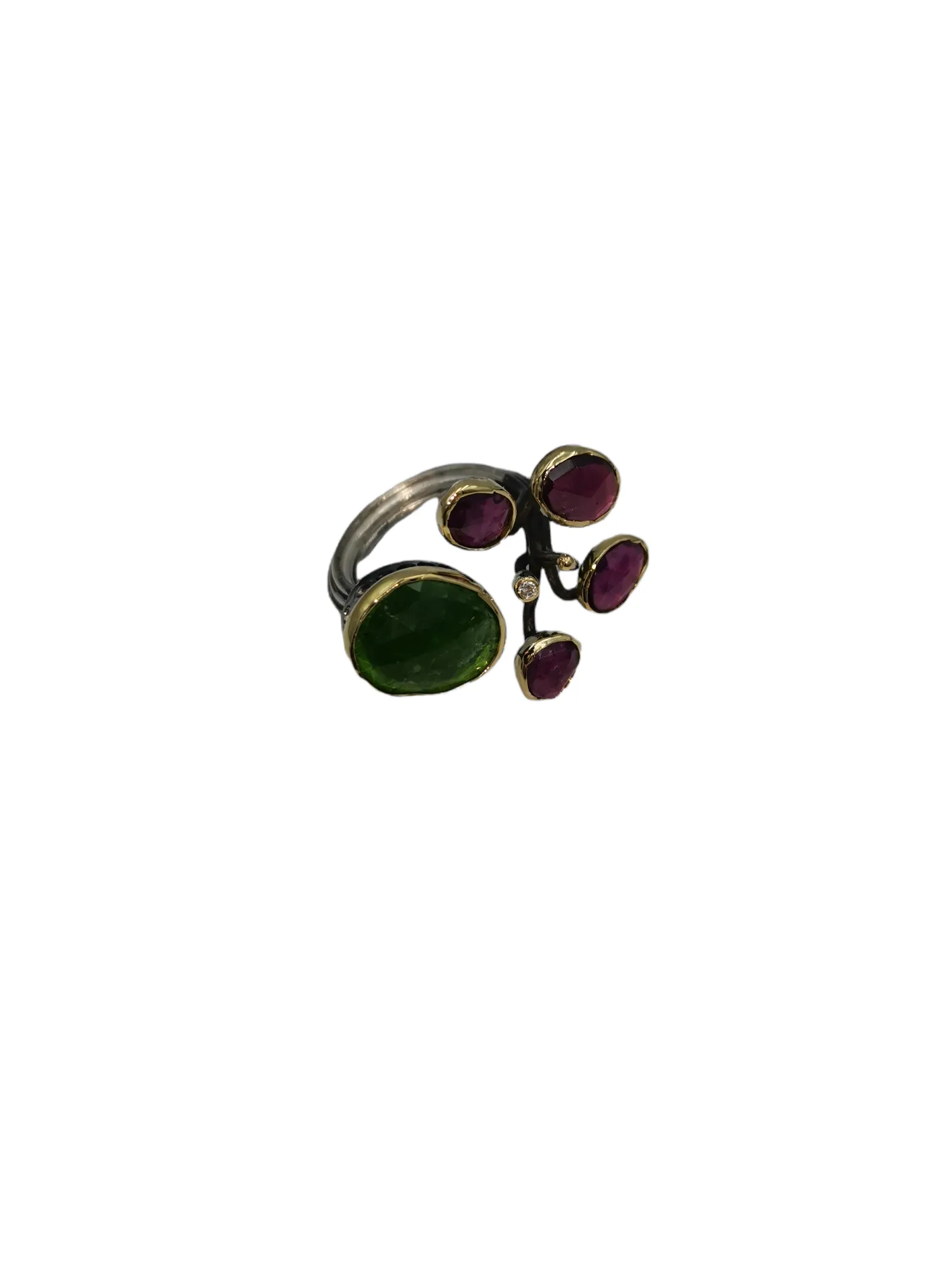 SG307 / Gold K18 and silver tourmaline , brilliant ring - Image 7