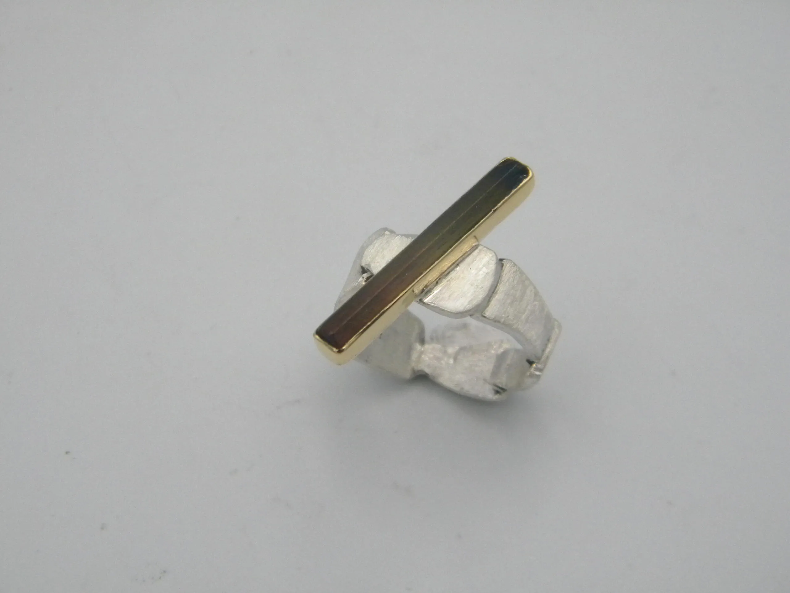 SG335 / Gold K18 and silver tourmaline ring - Image 1