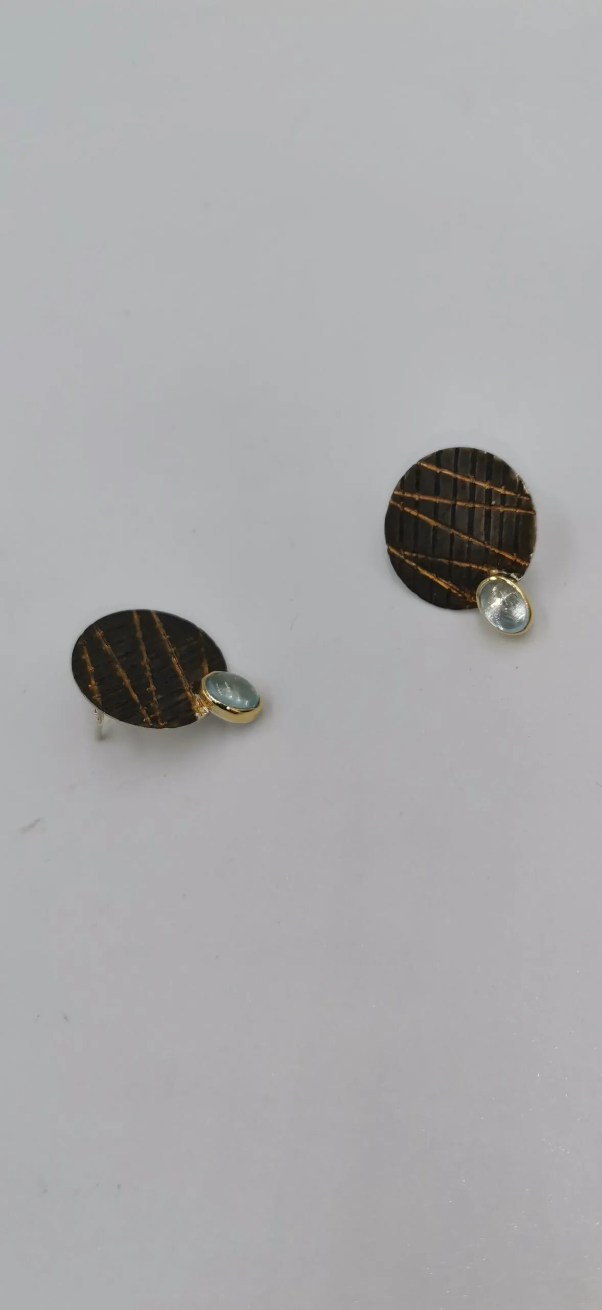 SG356 / Gold K18 and silver aqua marine earrings - Image 2