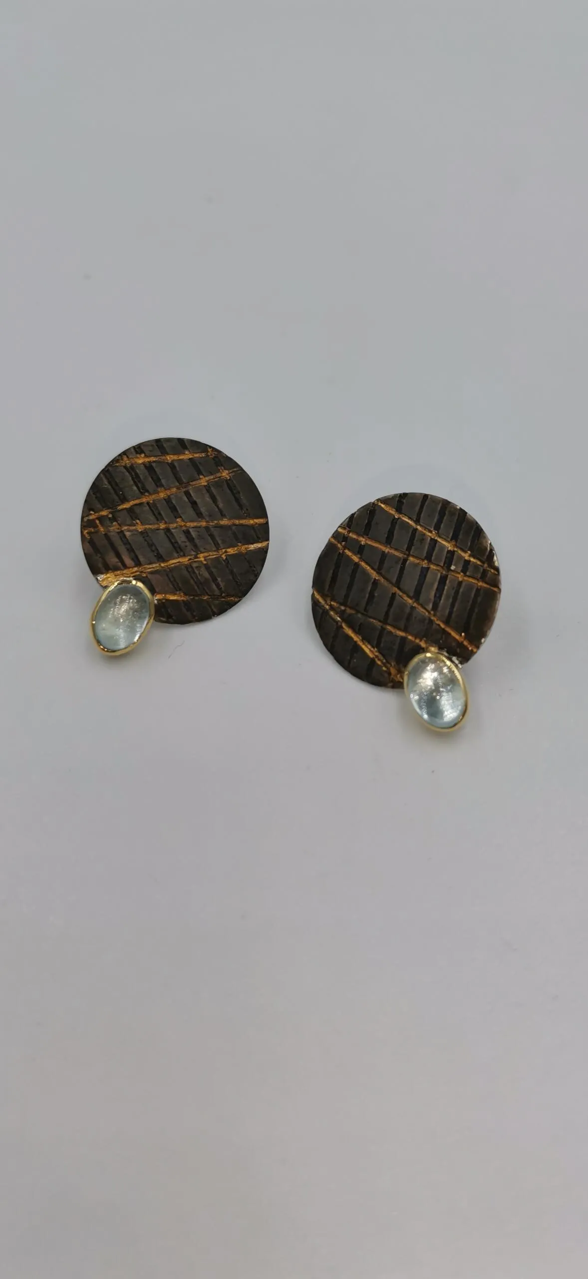 SG356 / Gold K18 and silver aqua marine earrings - Image 3