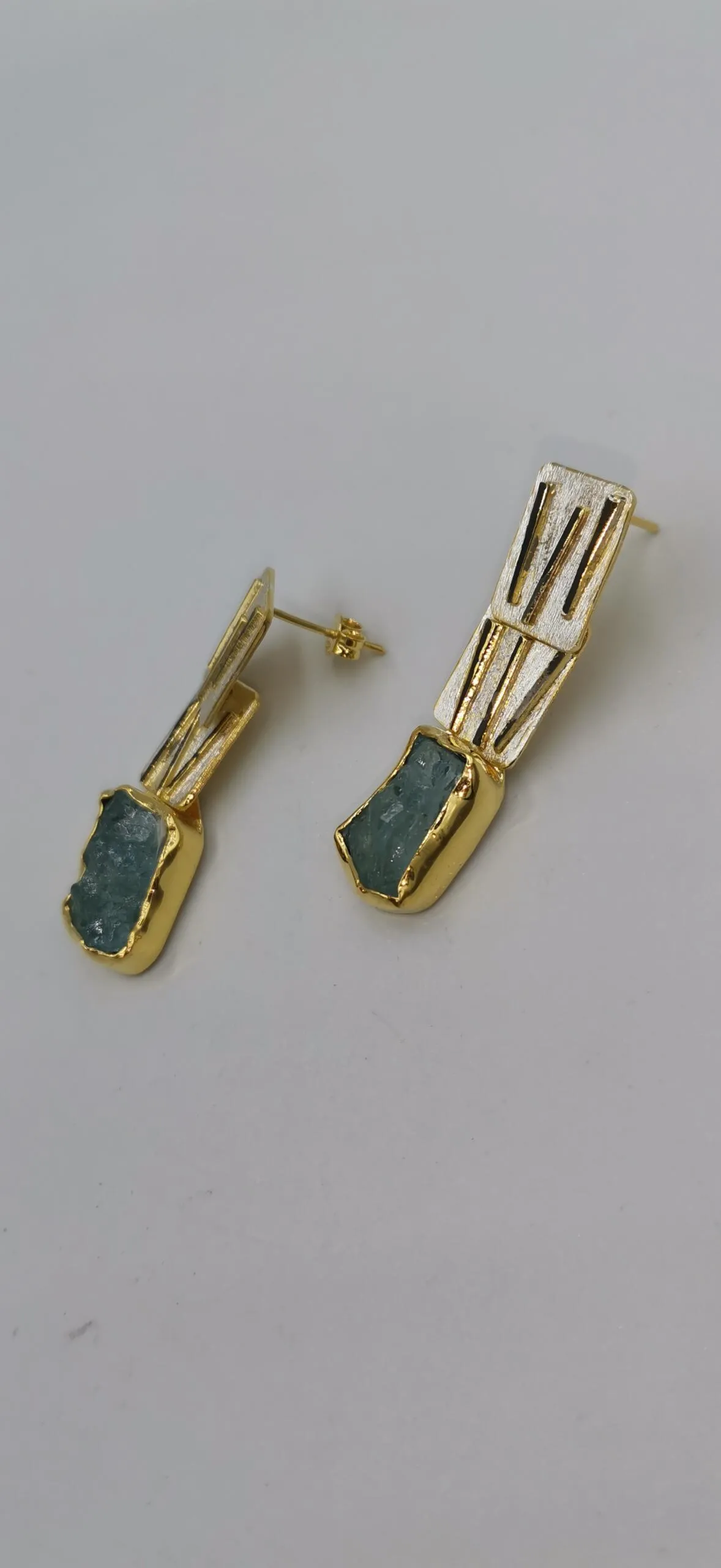 S865 / Silver aqua marine earrings - Image 3