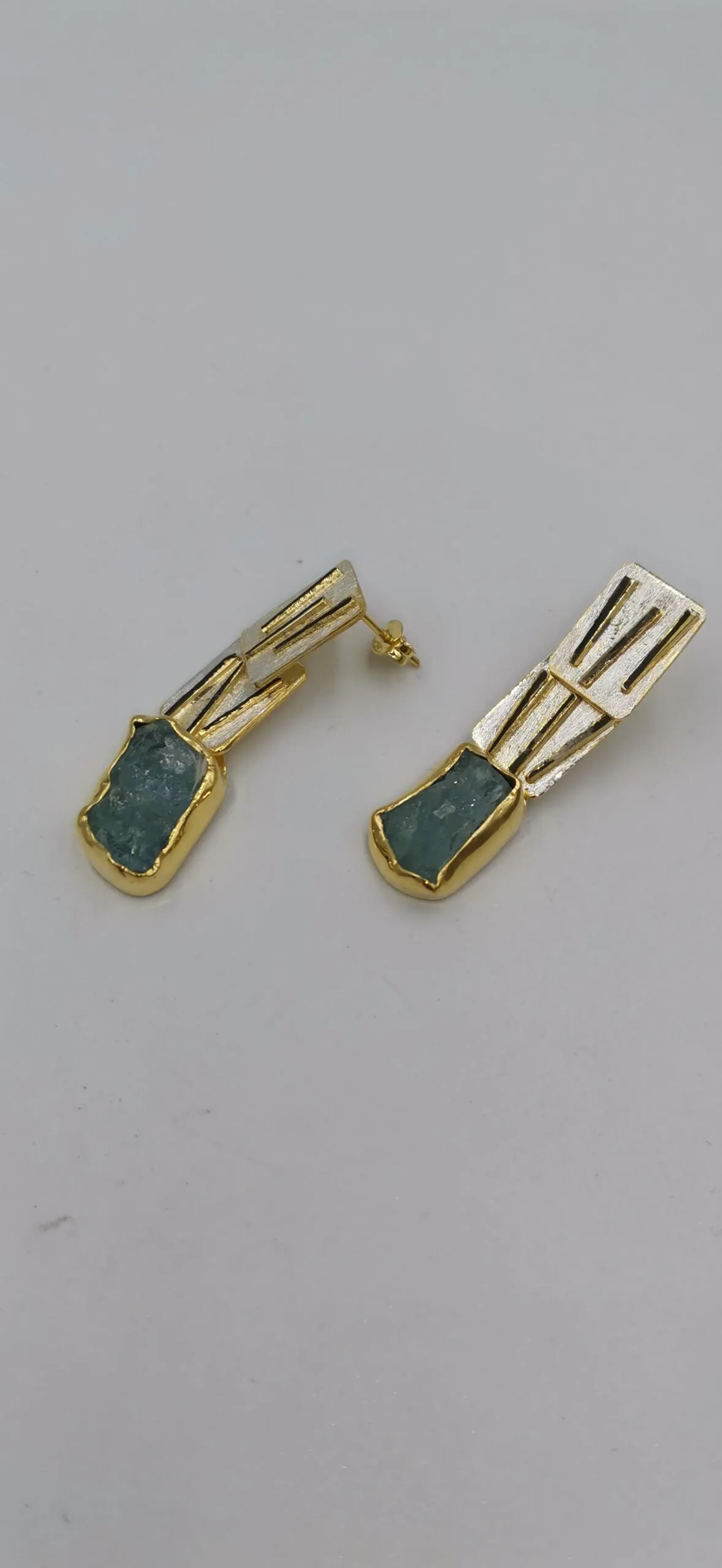 S865 / Silver aqua marine earrings - Image 4