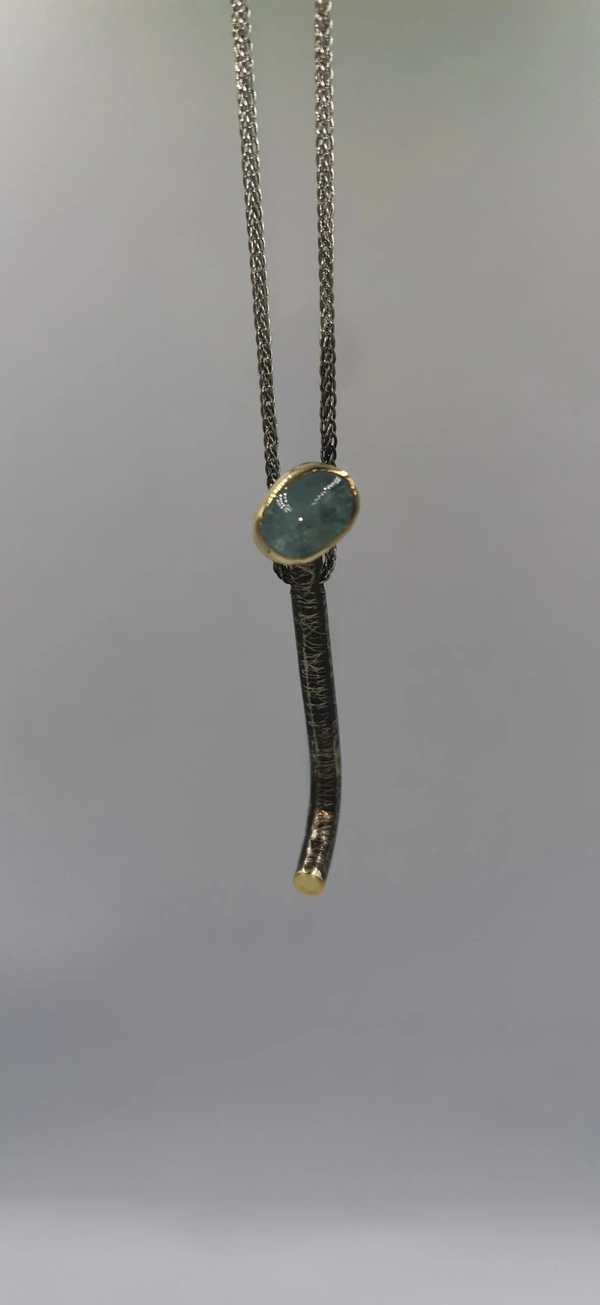 SG373 / Gold K18 and silver aqua marine pendant - Image 1