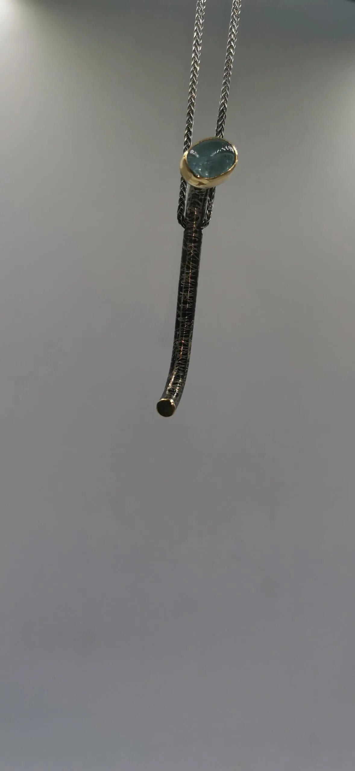 SG373 / Gold K18 and silver aqua marine pendant - Image 2