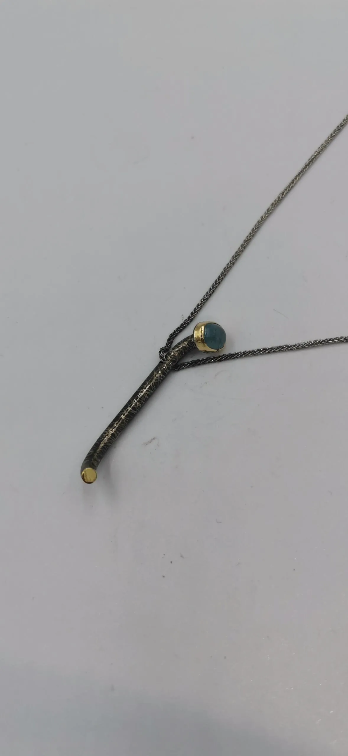 SG373 / Gold K18 and silver aqua marine pendant - Image 3