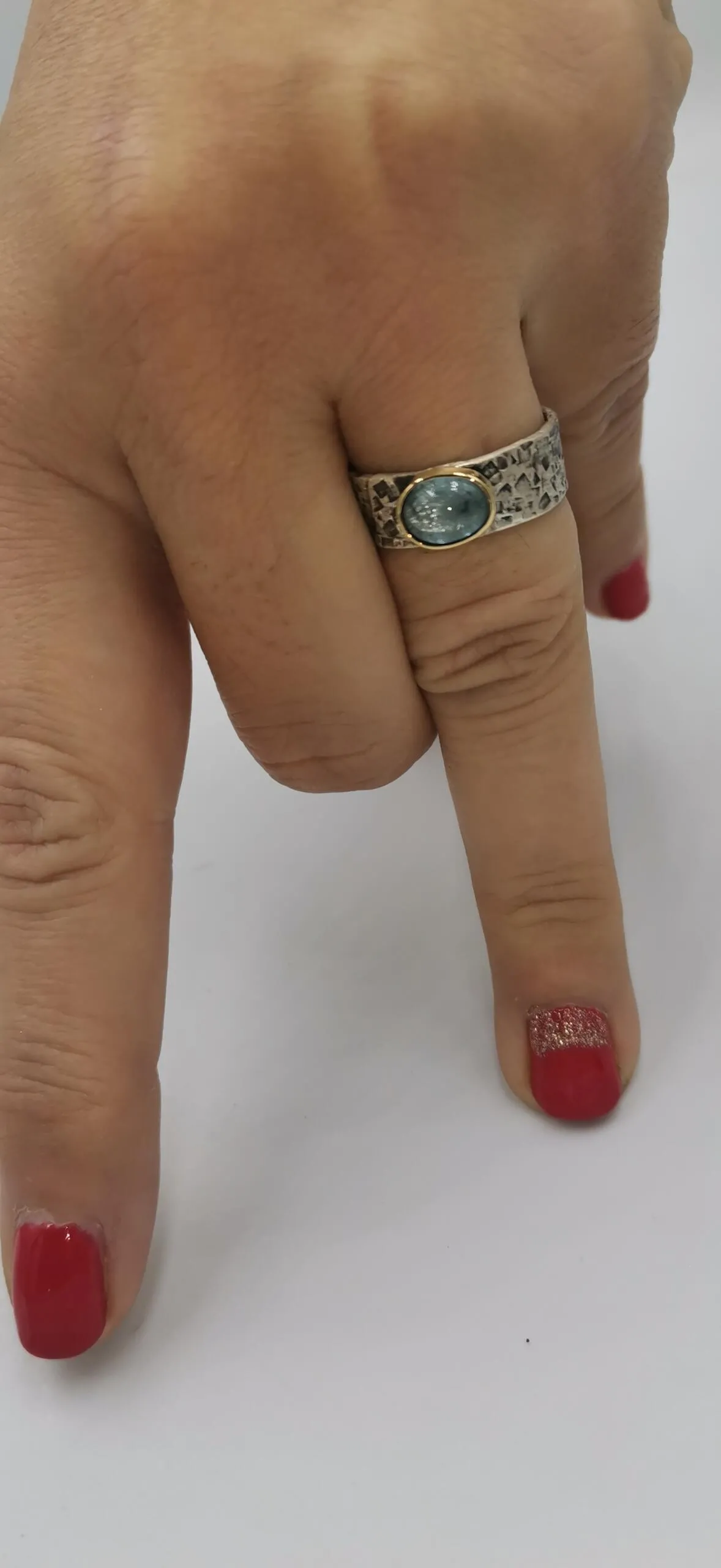 SG389 / Gold K18 and silver aqua marine ring - Image 1