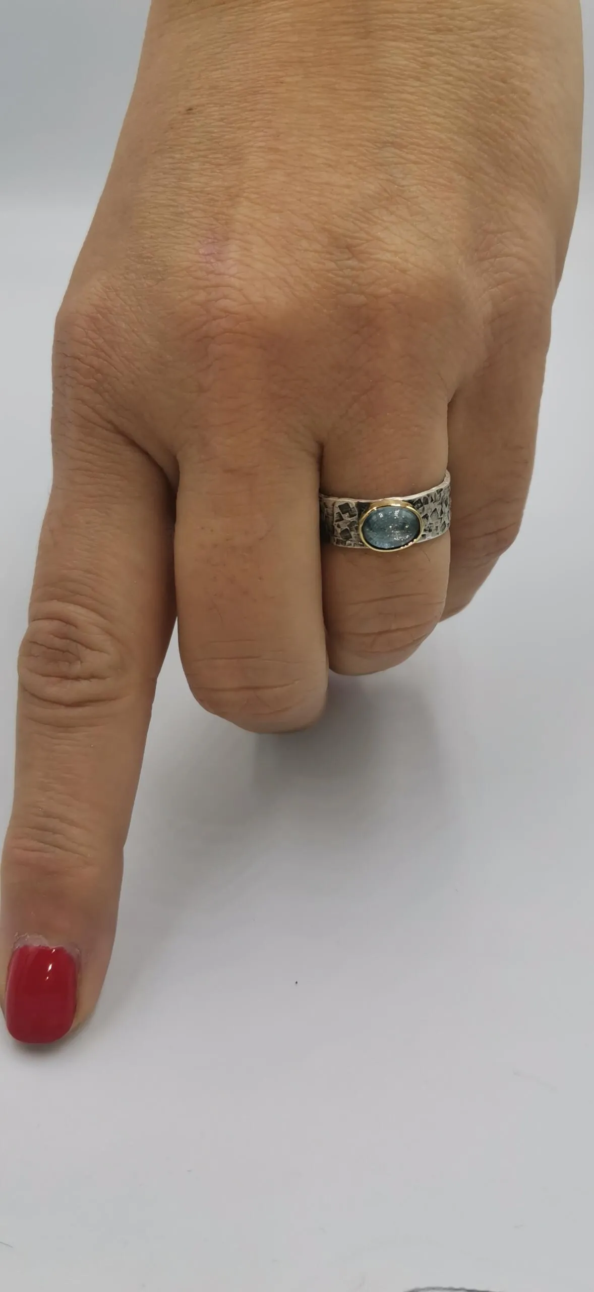 SG389 / Gold K18 and silver aqua marine ring - Image 2