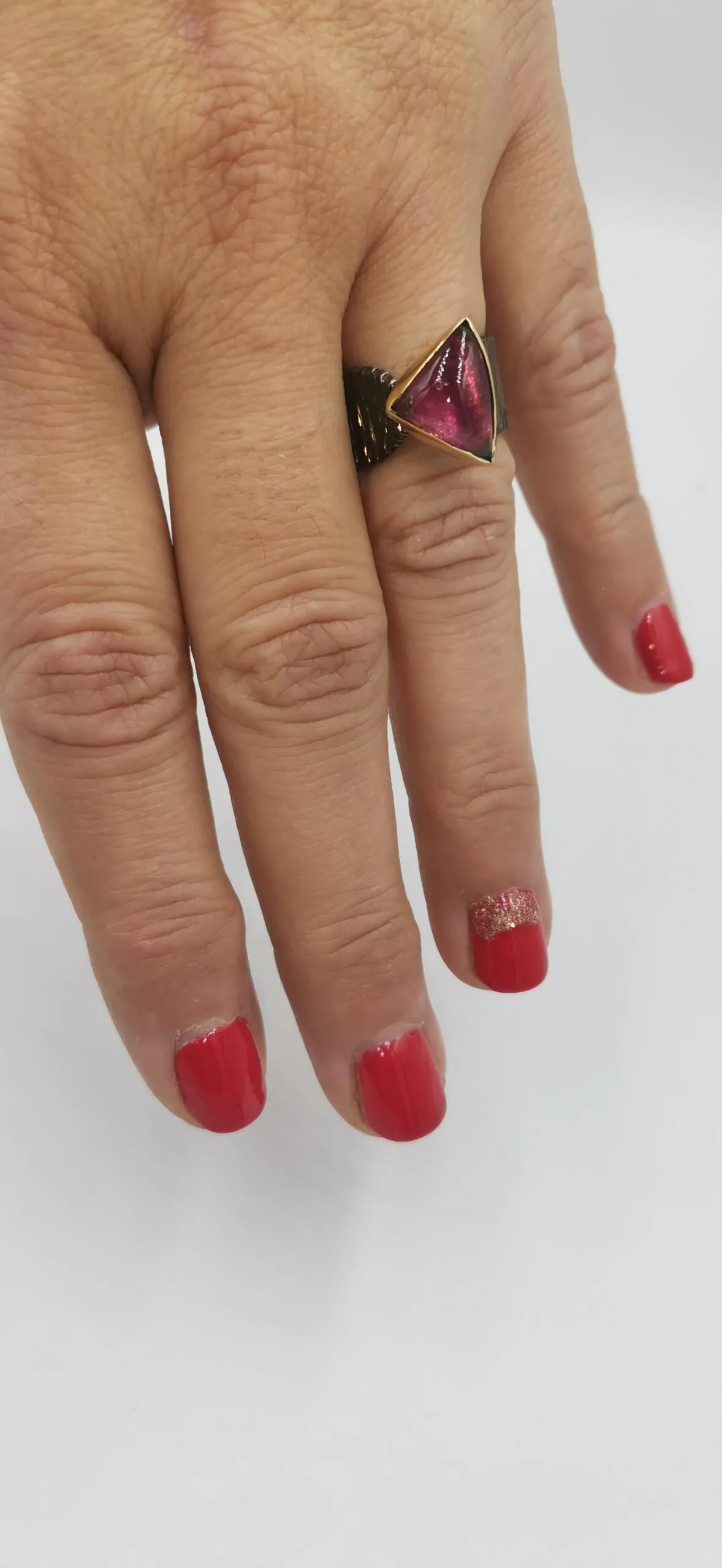 SG366 / Gold K18 and silver tourmaline ring - Image 2