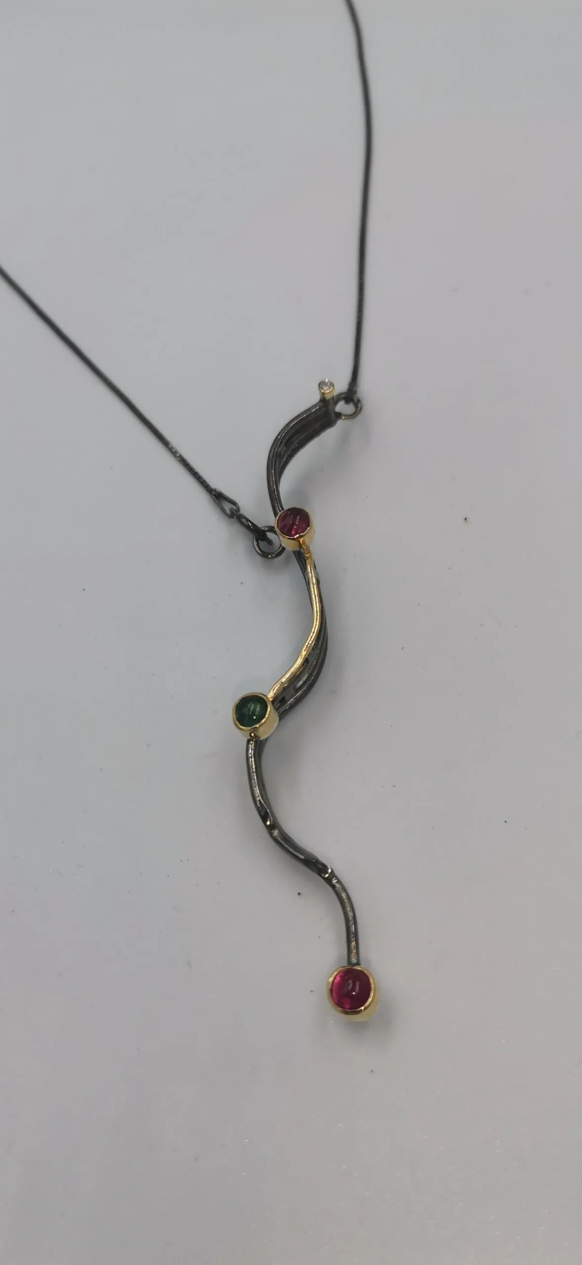 SG438 / Gold K18 and silver tourmaline , brilliant pendant - Image 5
