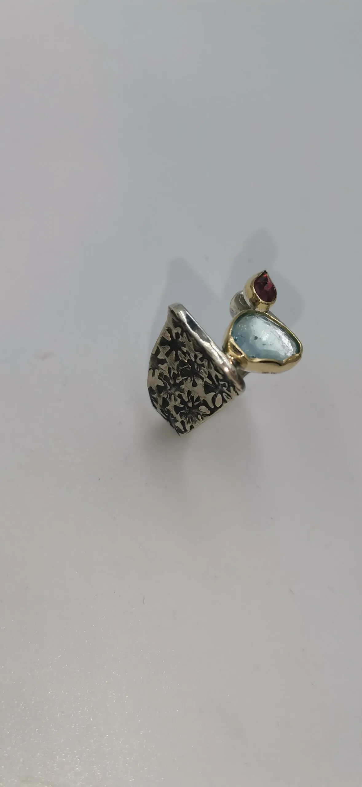 SG400/ Gold K18 and silver blue topaz , tourmaline ring - Image 6