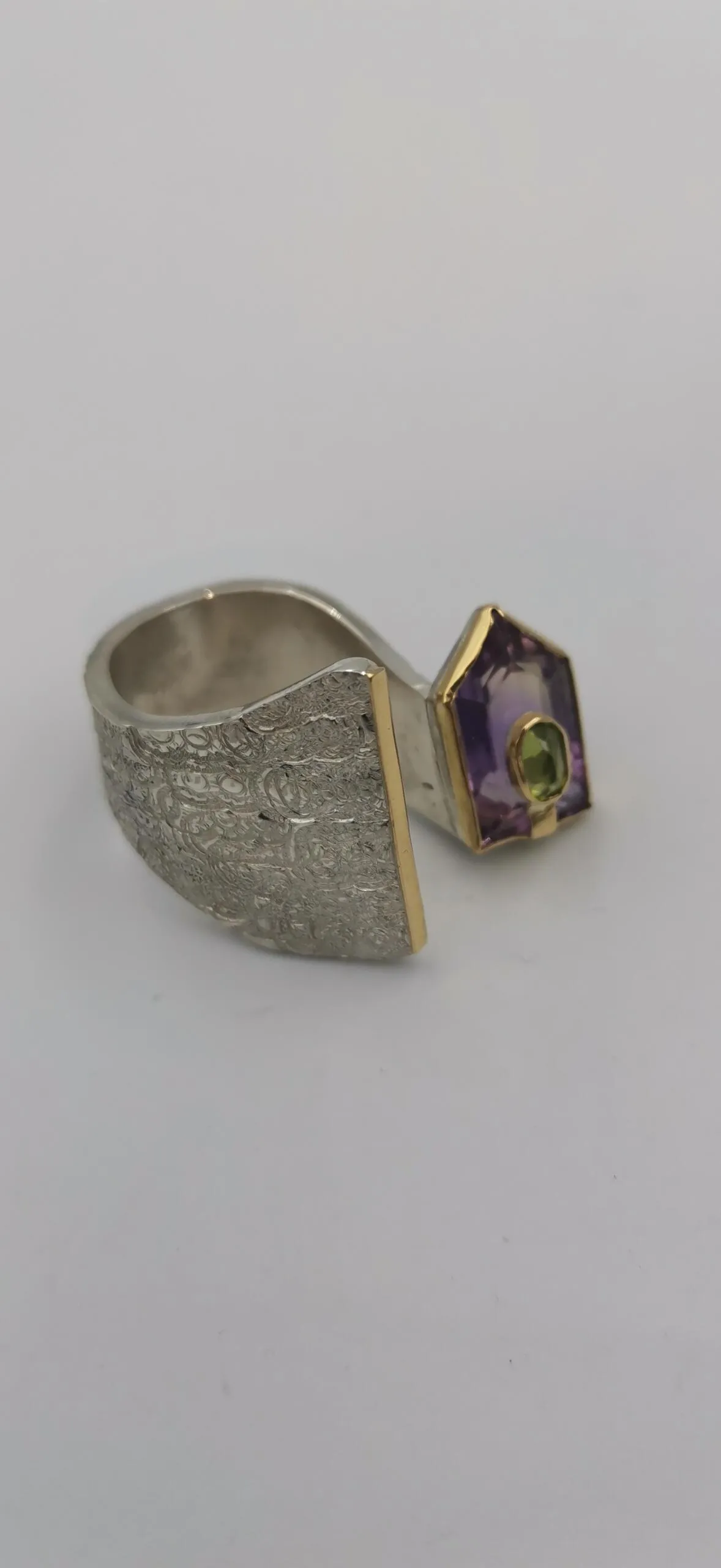 SG433/ Gold K18 and silver ametrin , peridot ring - Image 3