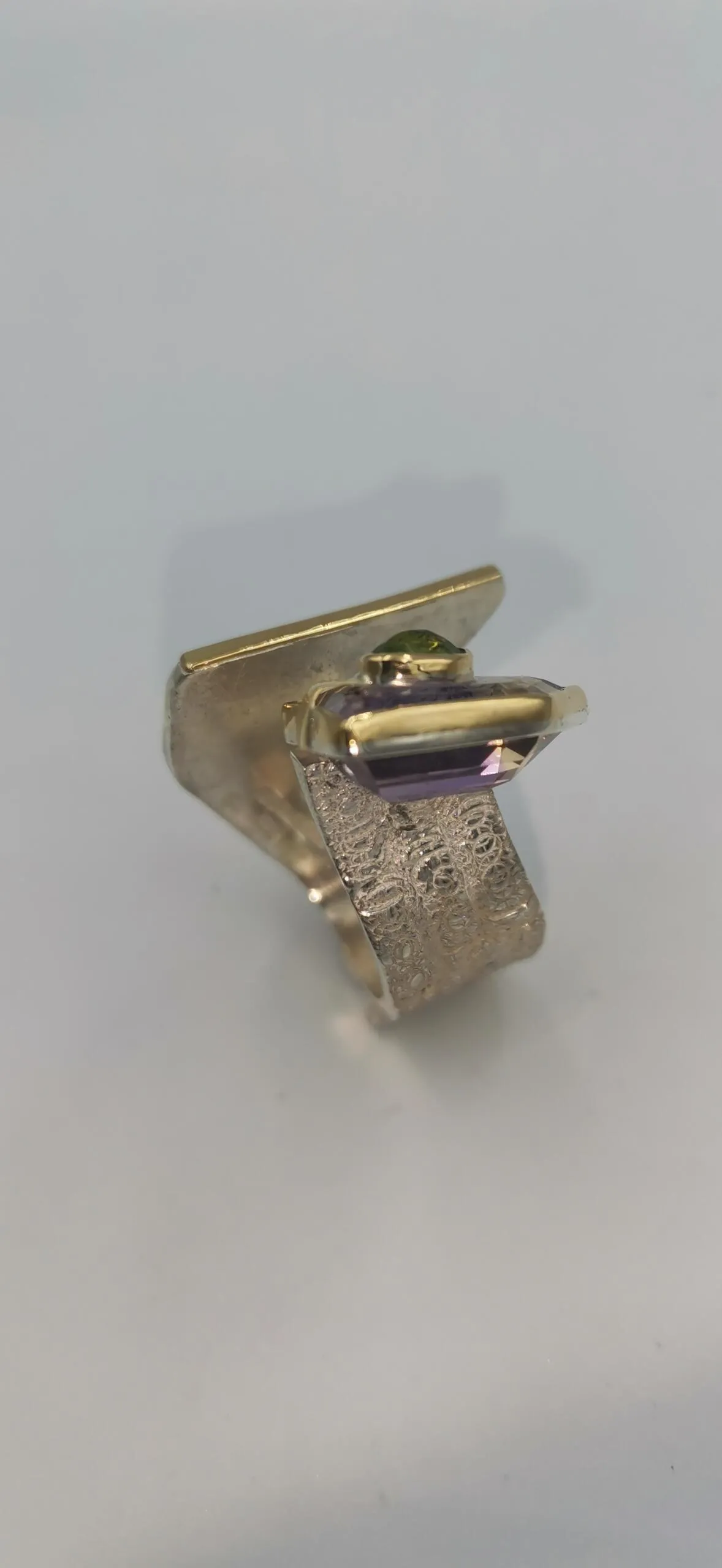 SG433/ Gold K18 and silver ametrin , peridot ring - Image 6