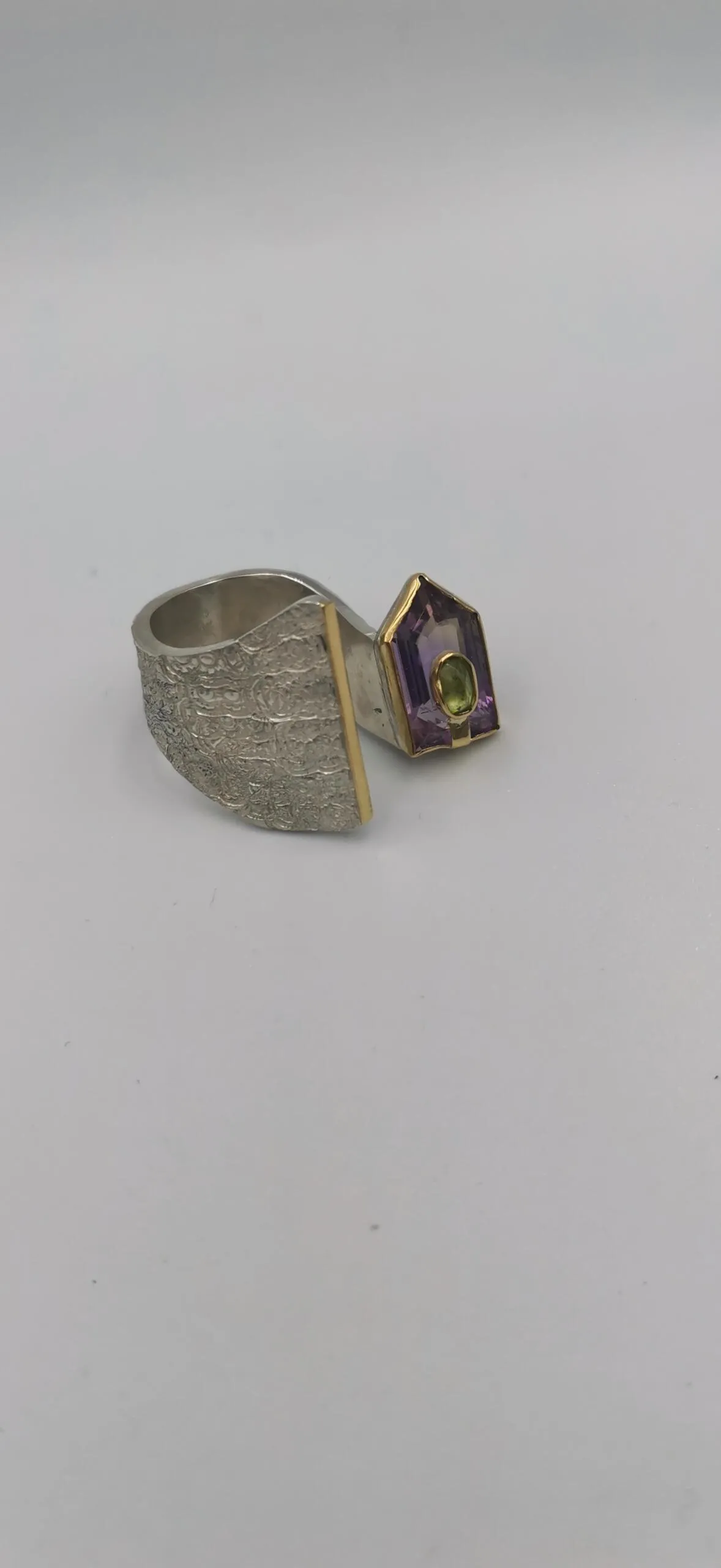 SG433/ Gold K18 and silver ametrin , peridot ring - Image 8