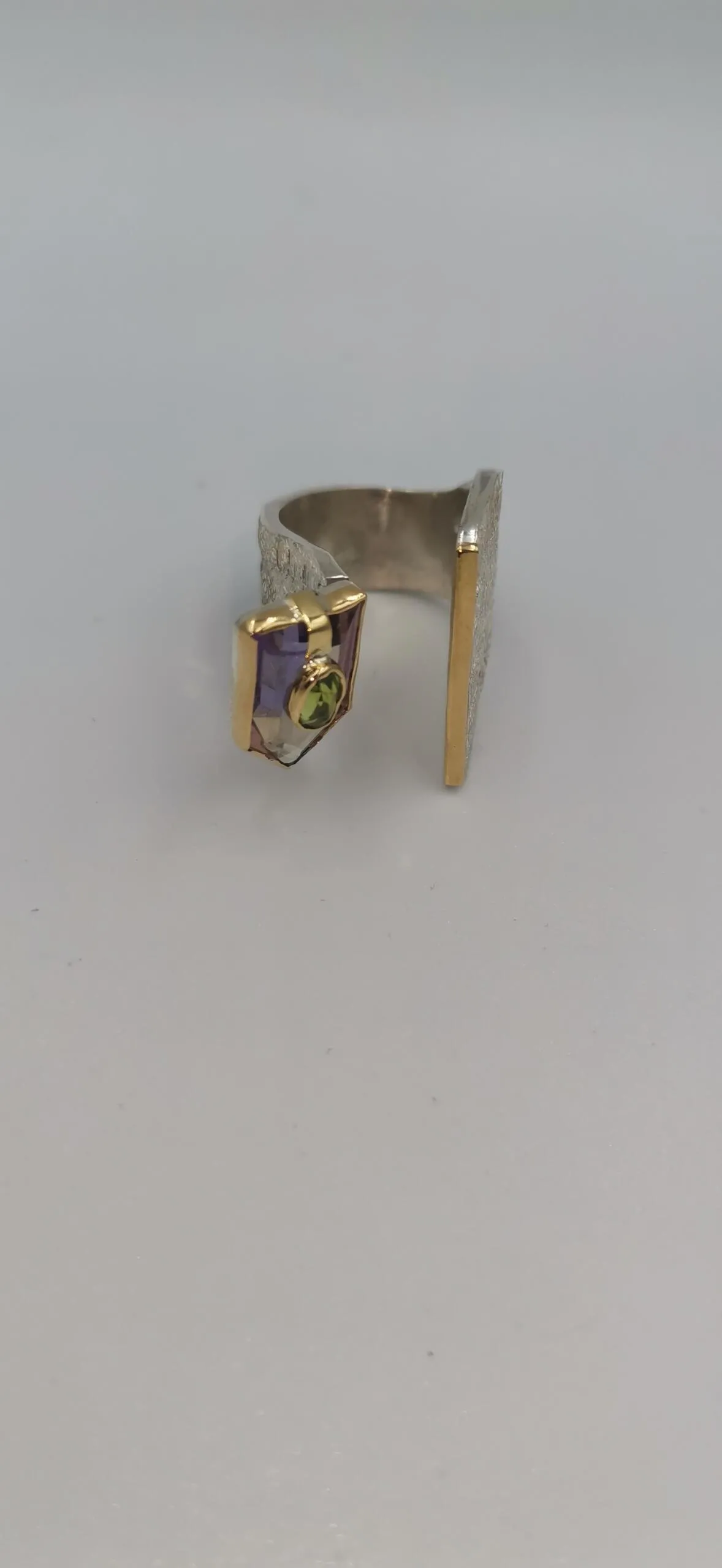 SG433/ Gold K18 and silver ametrin , peridot ring - Image 9
