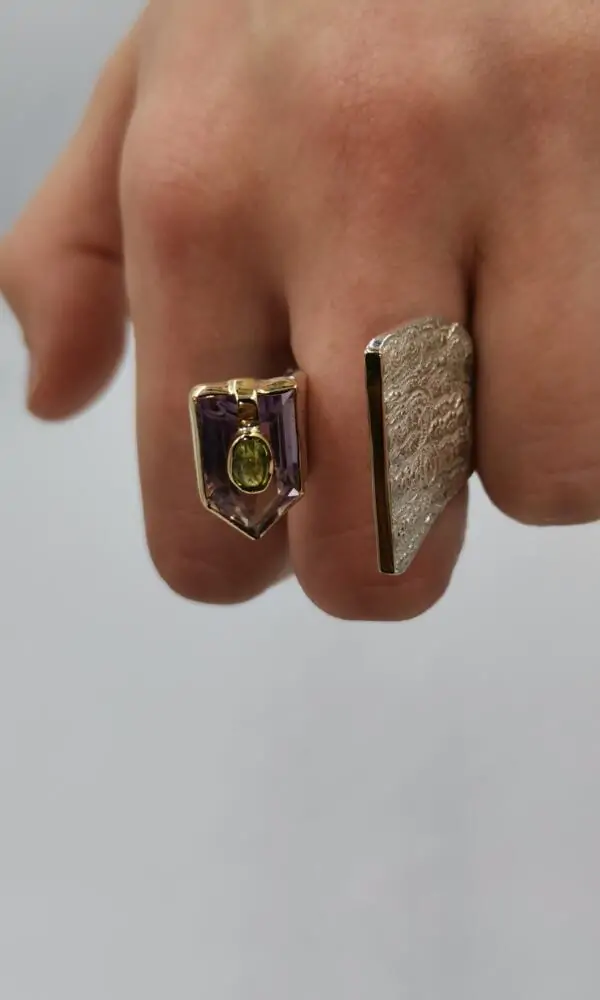 SG433/ Gold K18 and silver ametrin , peridot ring