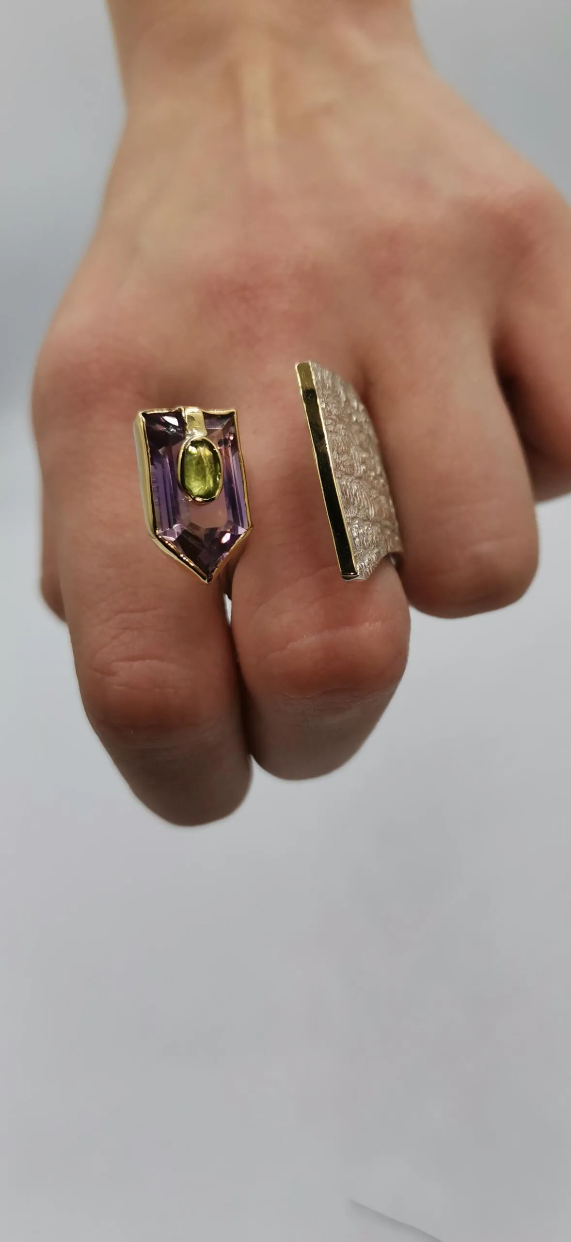 SG433/ Gold K18 and silver ametrin , peridot ring - Image 2