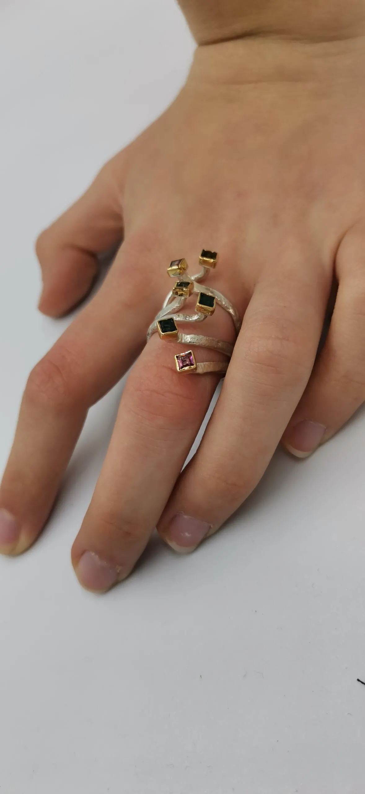 SG434 / Gold K18 and silver tourmaline ring - Image 10