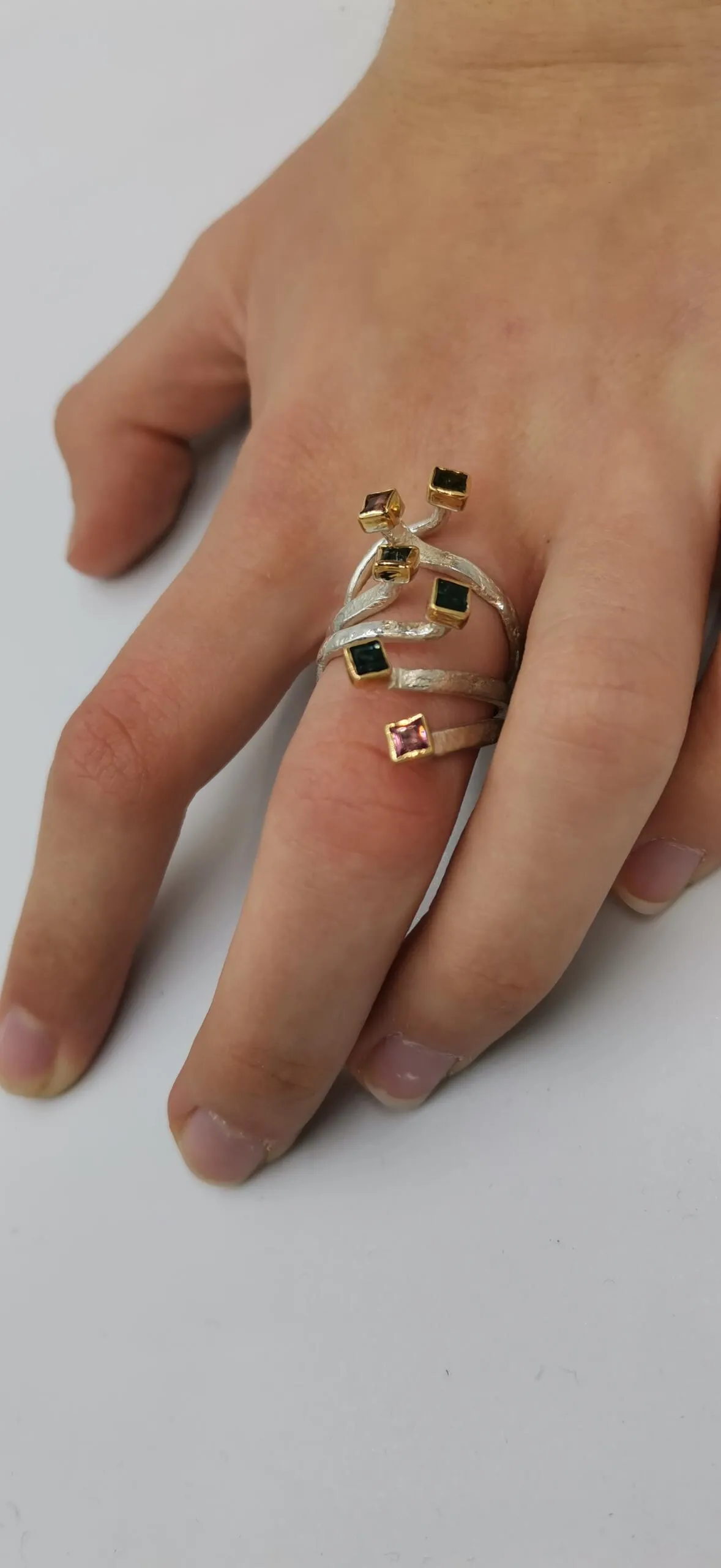 SG434 / Gold K18 and silver tourmaline ring - Image 1