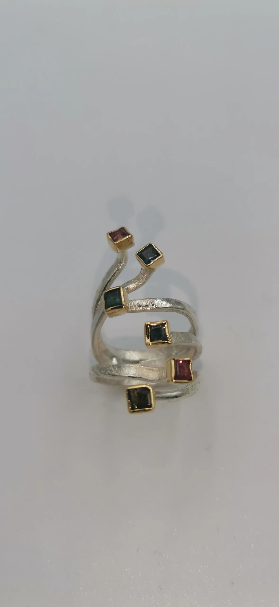 SG434 / Gold K18 and silver tourmaline ring - Image 4