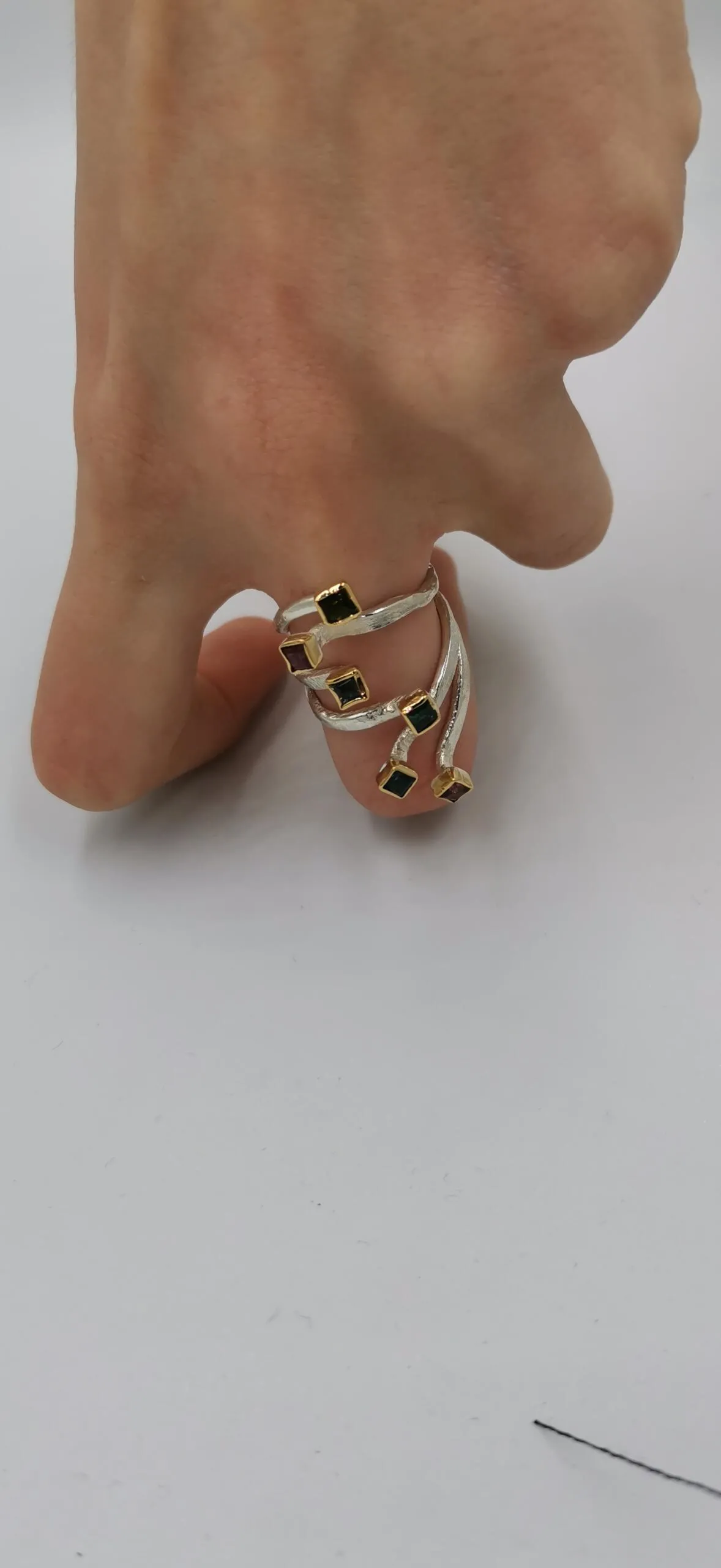 SG434 / Gold K18 and silver tourmaline ring - Image 5