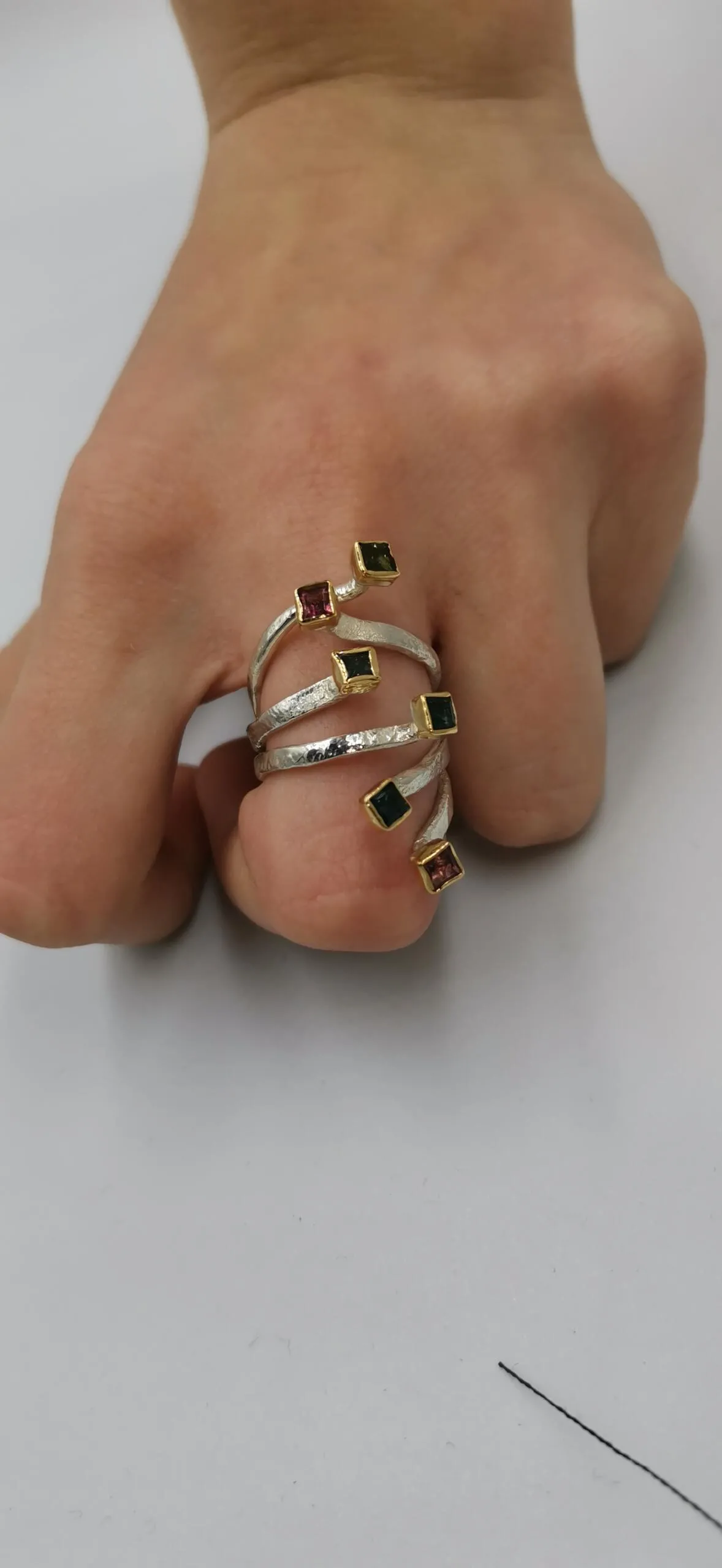 SG434 / Gold K18 and silver tourmaline ring - Image 8