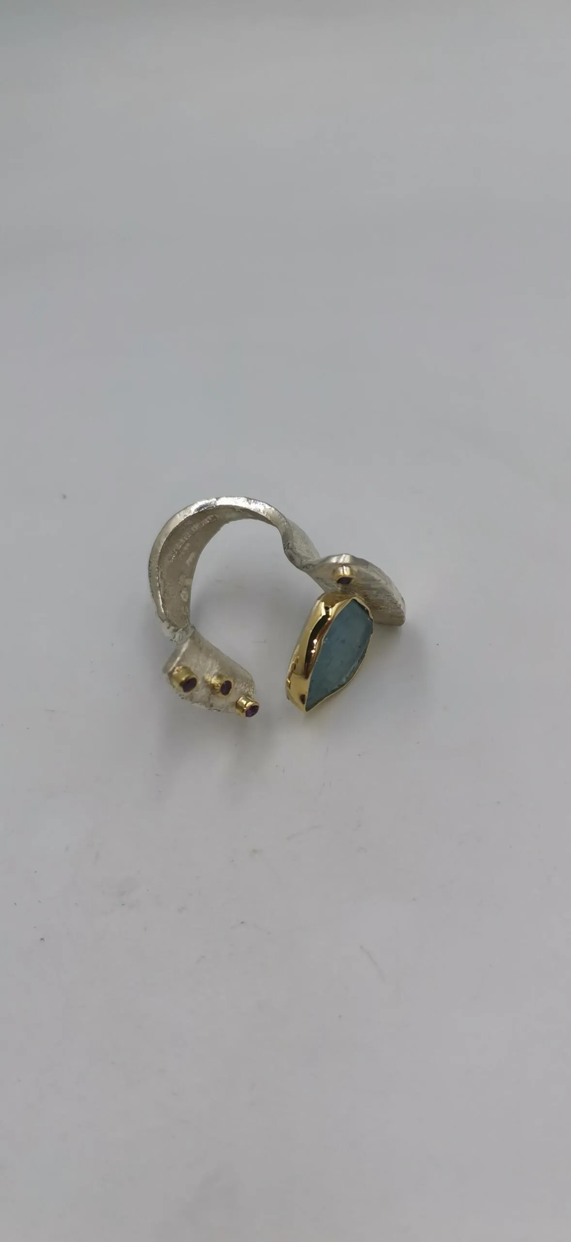 SG501 / Gold K18 and silver aqua marine , amethyst ring - Image 4