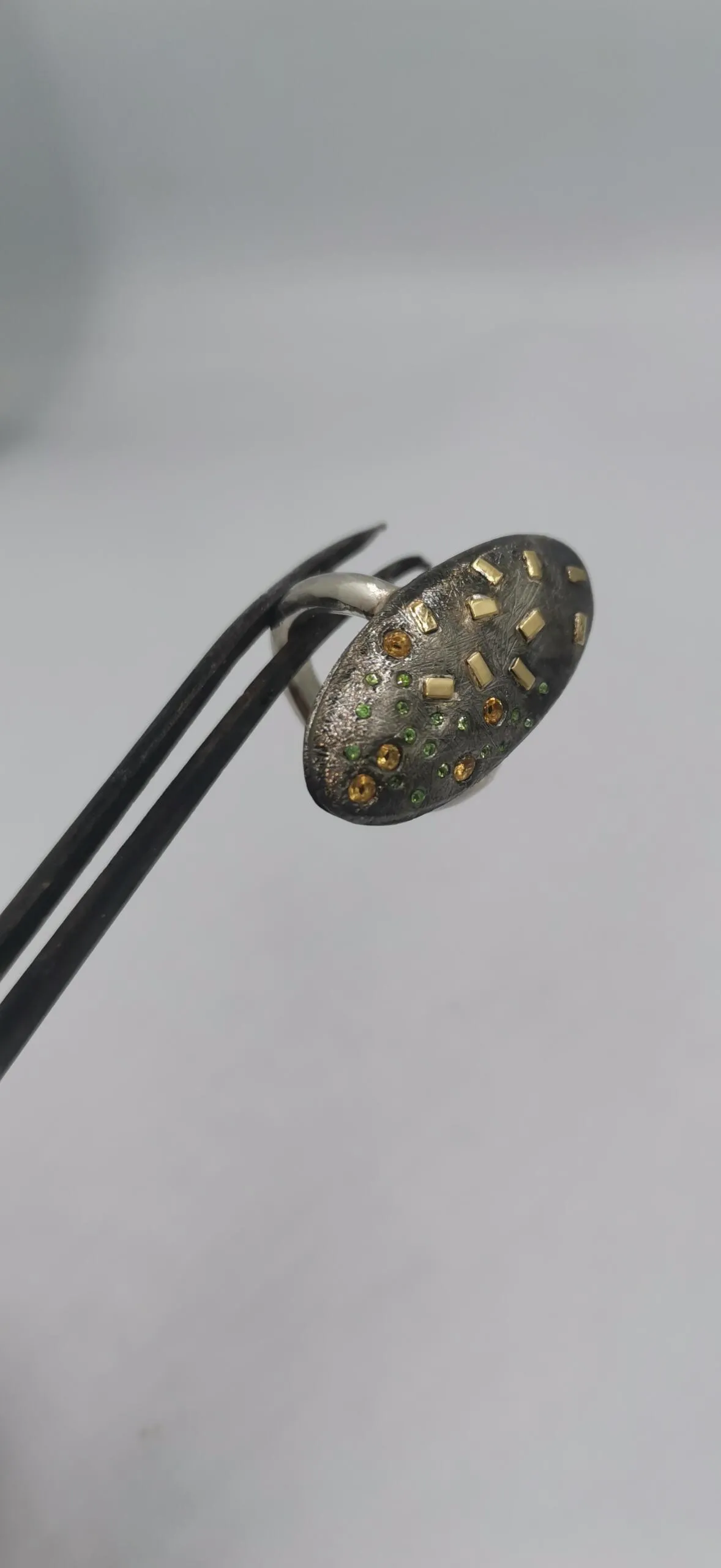 SG510 / Gold K18 and silver tsavorite , citrin ring - Image 1